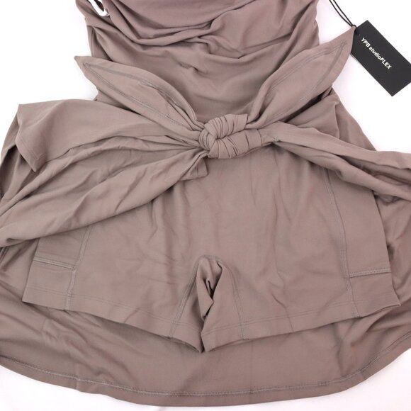 NWT Abercrombie YPB Tie Game Dress with Built-In Shorts & Shelf Bra in Brown (S) - Picture 3 of 8
